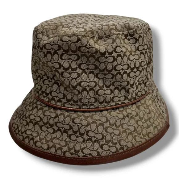 Coach Brown Signature Mini C Jacquard Monogram Bucket Hat Medim Large - Picture 13 of 13
